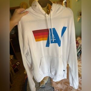 Aviator Nation White Hoodie with Multicolor Logo